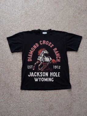 Diamond Cross Ranch Jackson Hole Wyoming Graphic T-shirt Size Medium Western